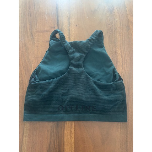 Aerie Offline Sports Bra Set 2 Gray Coffee Run Dark Green Seamless Waffle Small - Picture 12 of 12